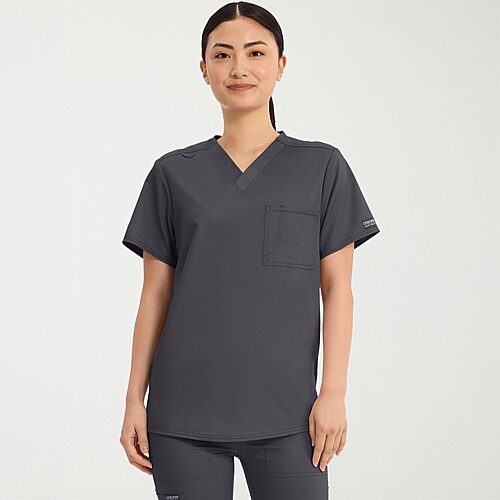Cherokee Ck Ww Revolution Unisex Adult V Neck Short Sleeve Scrub Top, Xx-small, Gray