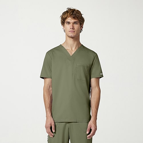 Cherokee Ck Ww Revolution Mens V Neck Short Sleeve Scrub Top, Medium, Yellow