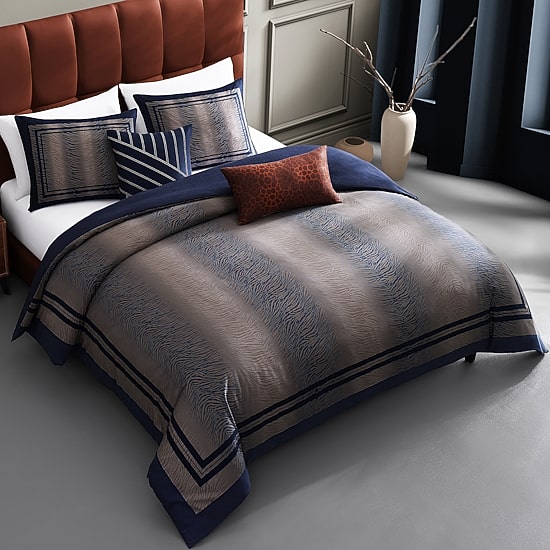 Bebejan Blue Animal Prints 5-pc. Reversible Comforter Set