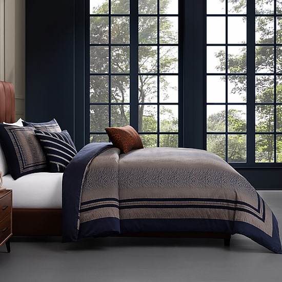 Bebejan Blue Animal Prints 5-pc. Reversible Comforter Set