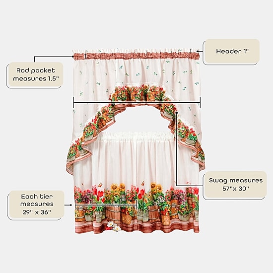 Rod Pocket Kitchen Curtains & Drapes Window Set