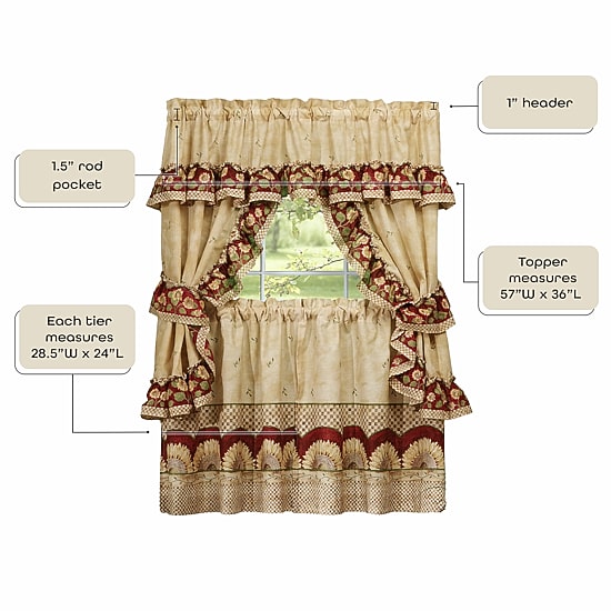 Rod Pocket Kitchen Curtains & Drapes Window Set
