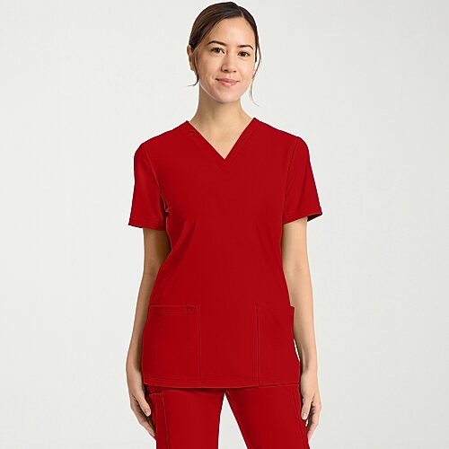 Cherokee Ck Achieve Womens V Neck Short Sleeve Scrub Top, Xx-large, Red