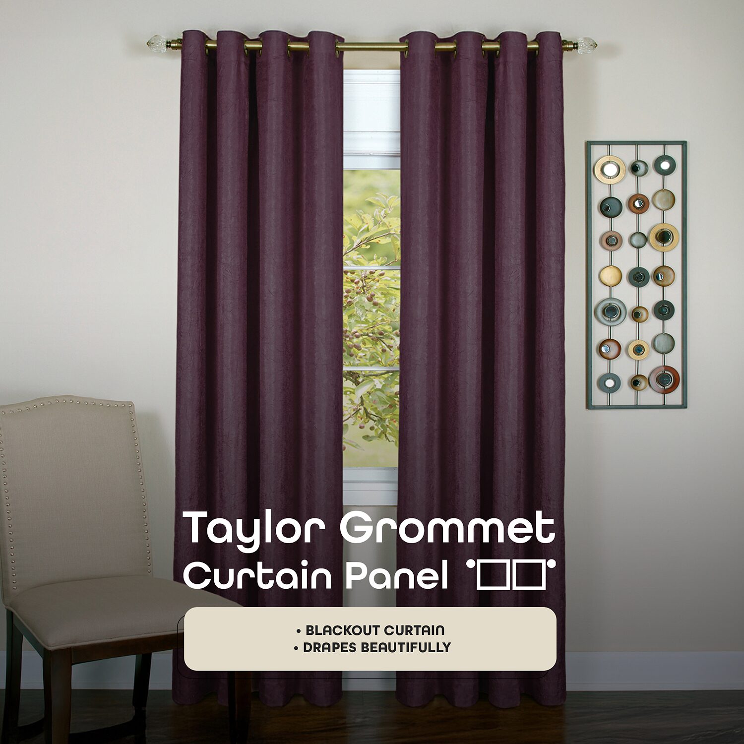 Taylor Grommet Top Energy Saving Blackout Single Curtain Panel
