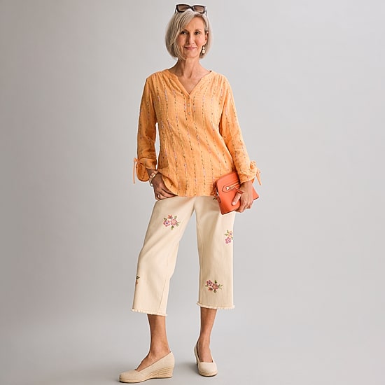Alfred Dunner Beachcomber Womens Straight Capri Pant