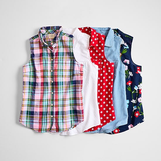 St. John's Bay Womens Sleeveless Regular Fit Button-Down Shirt