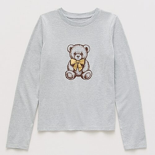 Thereabouts Little & Big Kid Girls Crew Neck Short Sleeve Classic Fit Graphic T-Shirt, Xx-small (4-5), Gray