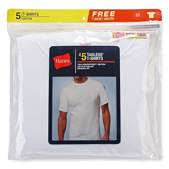 Hanes Cotton Fresh Iq Bonus Pack Mens 5 Pack Short Sleeve Crew Neck T-Shirt