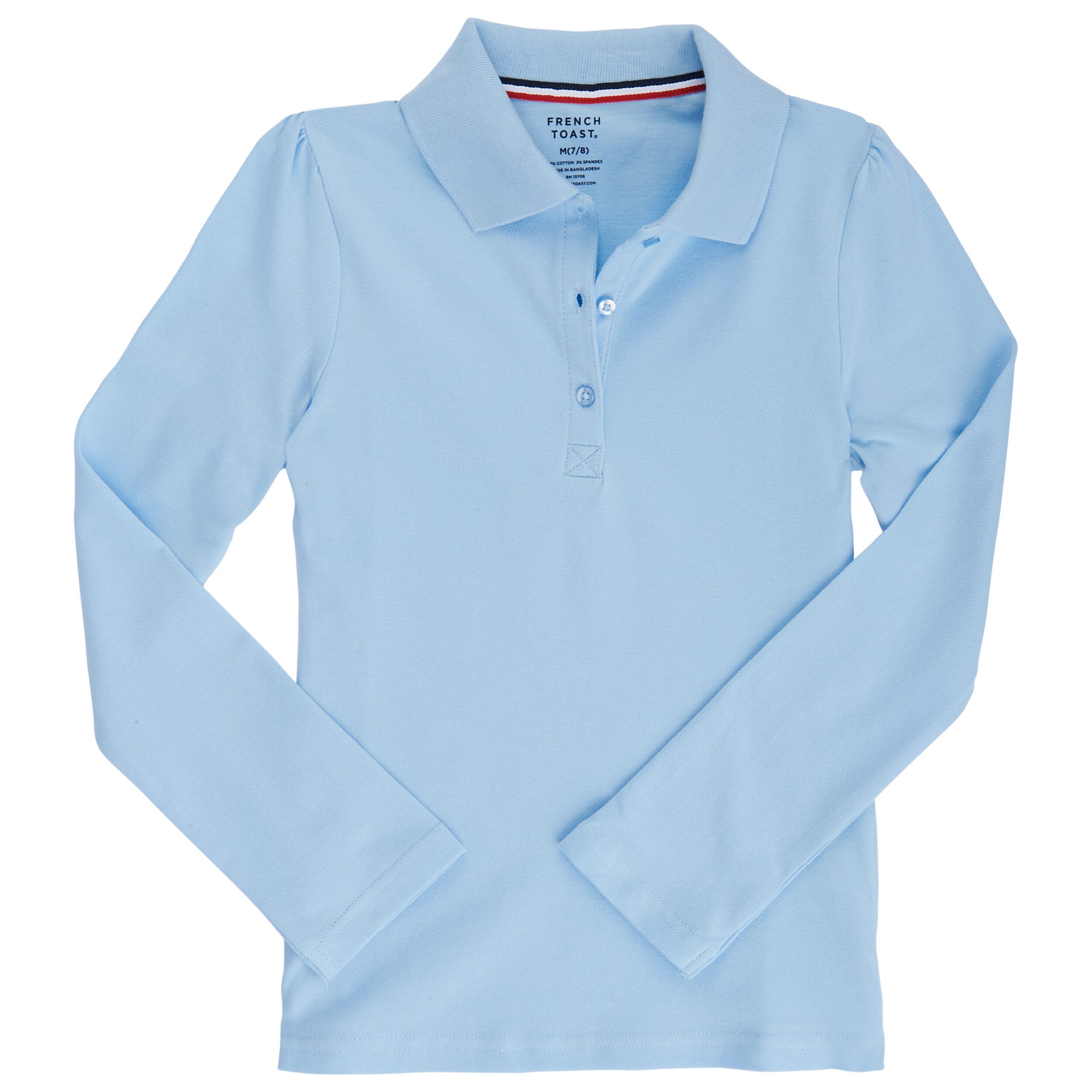 French Toast Little & Big Kid Girls Round Neck Long Sleeve Regular Fit Polo Shirt