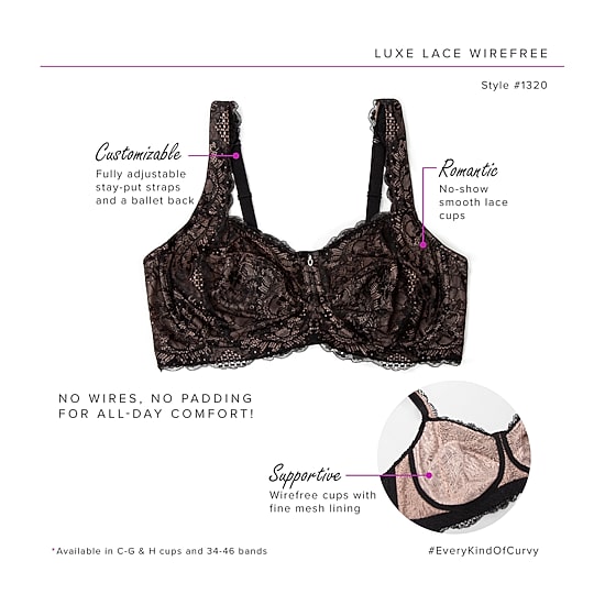 Curvy Couture Luxe Lace Wireless Bra-1320