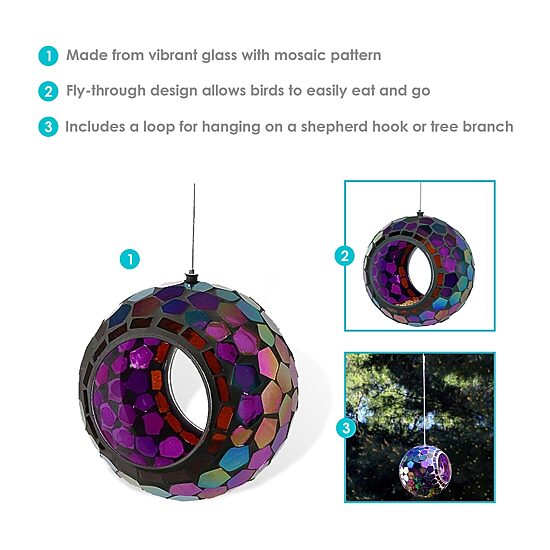 Net Health Shops Round Mosaic Glass Bird Feeder