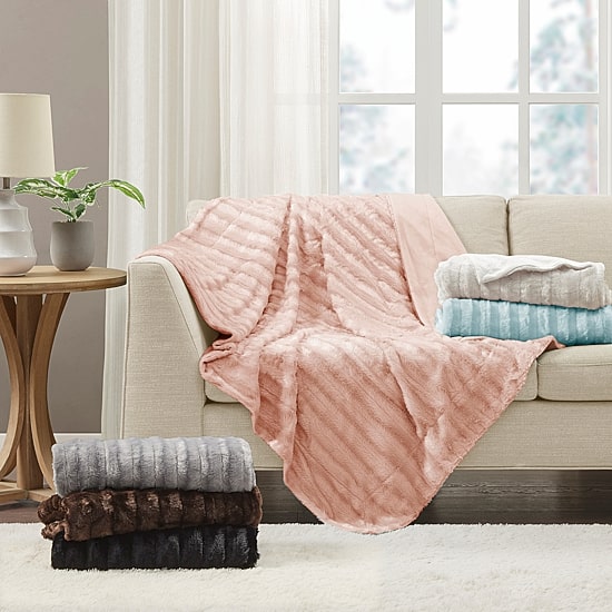 Madison Park York Long Faux-Fur Throw