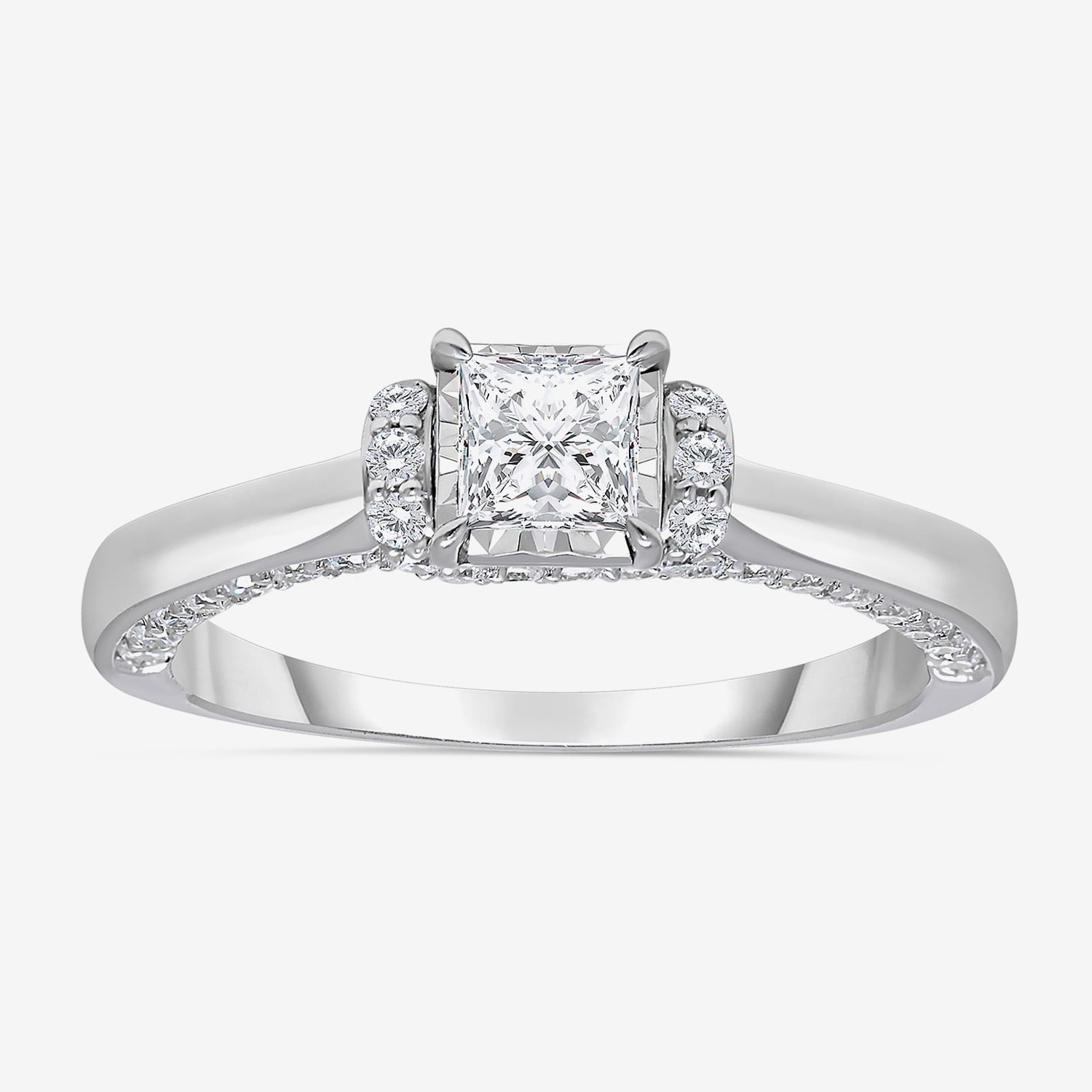 (I / Si2) Womens 1 CT. T.W. Lab Grown White Diamond 10K Gold Engagement Ring
