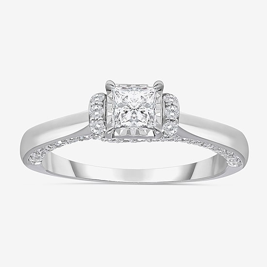 (I / Si2) Womens 1 CT. T.W. Lab Grown White Diamond 10K Gold Engagement Ring