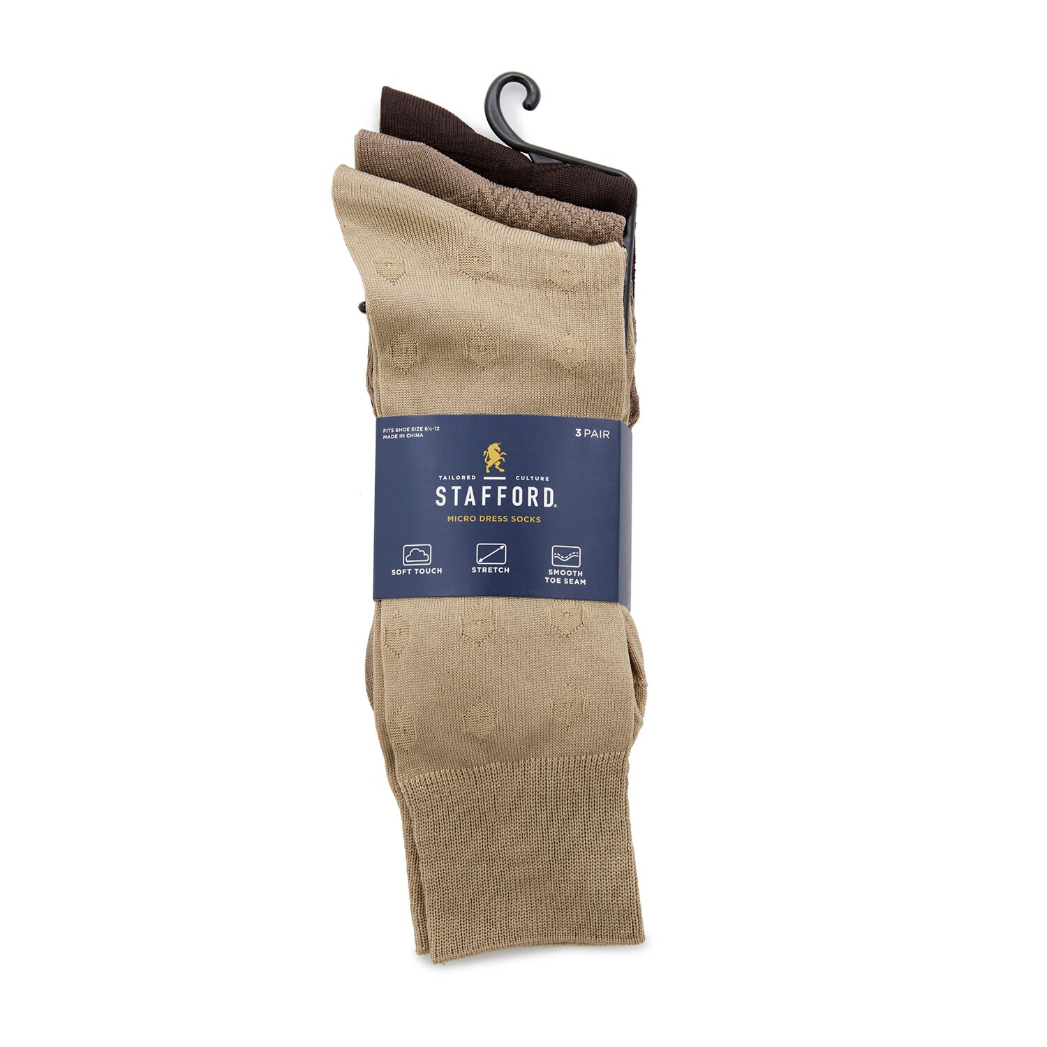 Stafford Microfiber Mens 3 Pair Crew Socks
