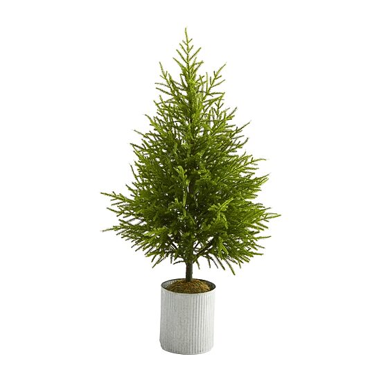 Nearly Natural Norfolk Island Pine 4 Foot Potted Pine Christmas Tree