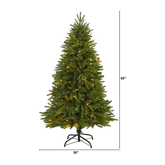 Nearly Natural Sun Valley 5 Foot Pre-Lit Fir Christmas Tree