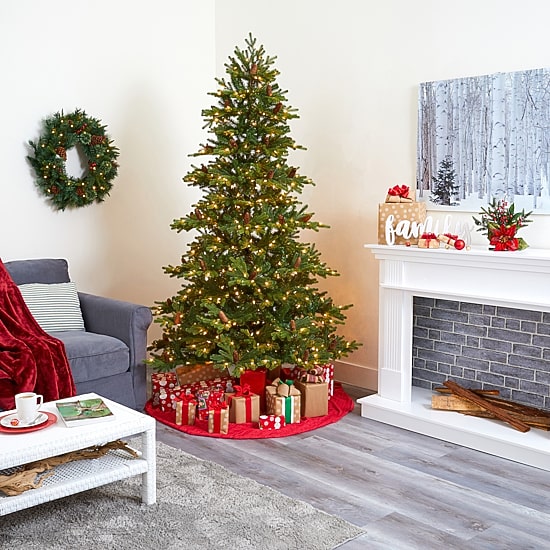Nearly Natural Yukon Mountain 7 1/2 Foot Pre-Lit Fir Christmas Tree