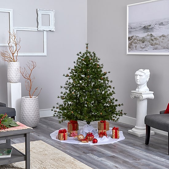 Nearly Natural 5 Foot Pre-Lit Pine Christmas Tree