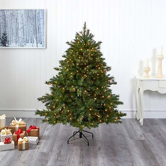 Nearly Natural Mixed 6 Foot Pre-Lit Pine Christmas Tree
