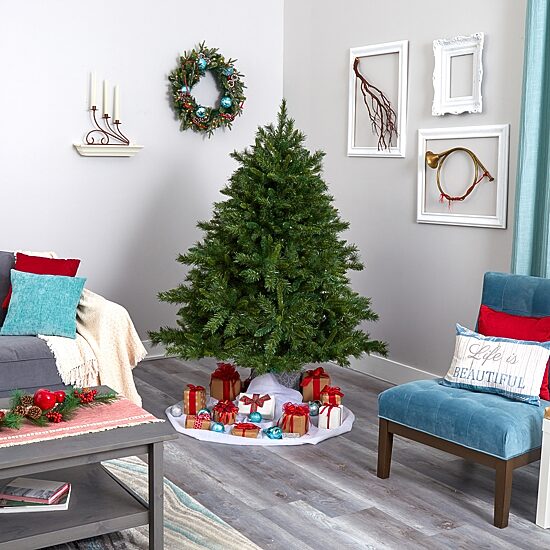 Nearly Natural Mixed 6 Foot Pre-Lit Pine Christmas Tree