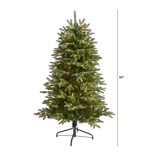 Nearly Natural Snowed 5 Foot Pre-Lit Pine Christmas Tree