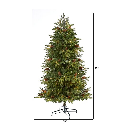 Nearly Natural Yukon Mountain 5 1/2 Foot Pre-Lit Fir Christmas Tree
