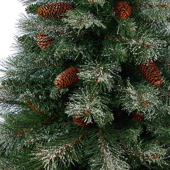 Nearly Natural Snowed French Alps Pine 4 1/2 Foot Potted Pine Christmas Tree