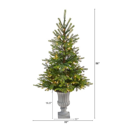 Nearly Natural North Carolina Spruce 4 1/2 Foot Pre-Lit Potted Spruce Christmas Tree
