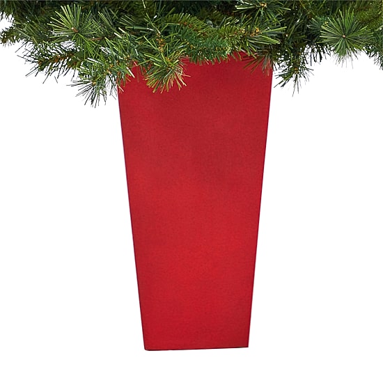 Nearly Natural Red Mixed 4 1/2 Foot Pre-Lit Potted Pine Christmas Tree