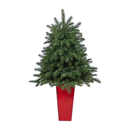 Nearly Natural 3 1/2 Foot Pre-Lit Potted Spruce Christmas Tree