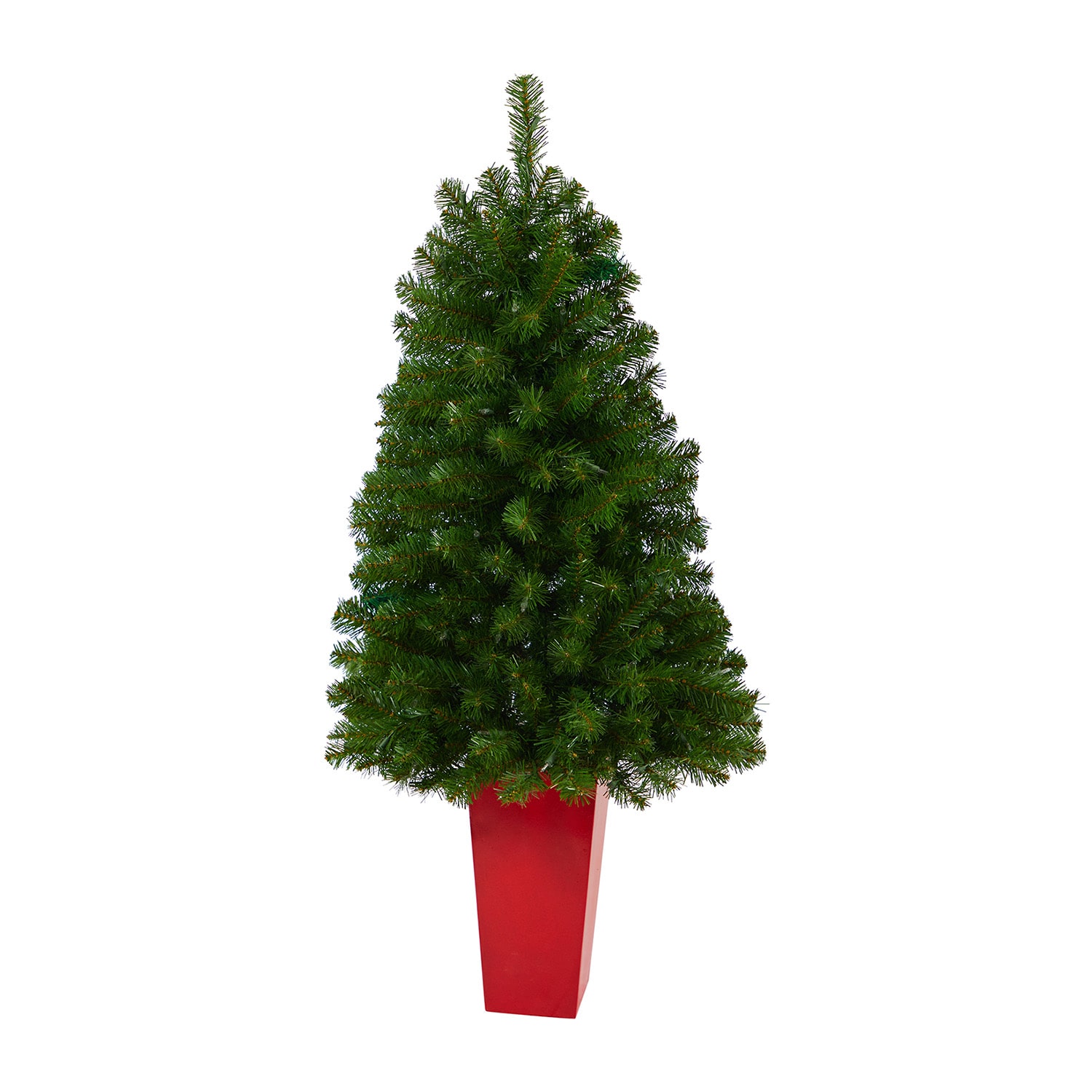 Nearly Natural Virginia Fir 4 1/2 Foot Pre-Lit Potted Fir Christmas Tree