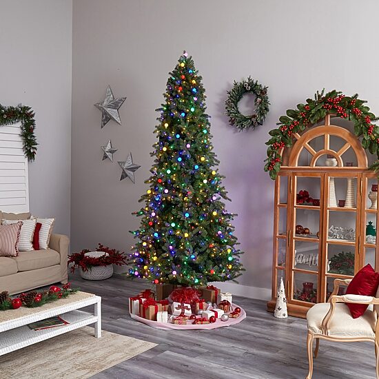 Nearly Natural 9 1/2 Foot Pre-Lit Fir Christmas Tree