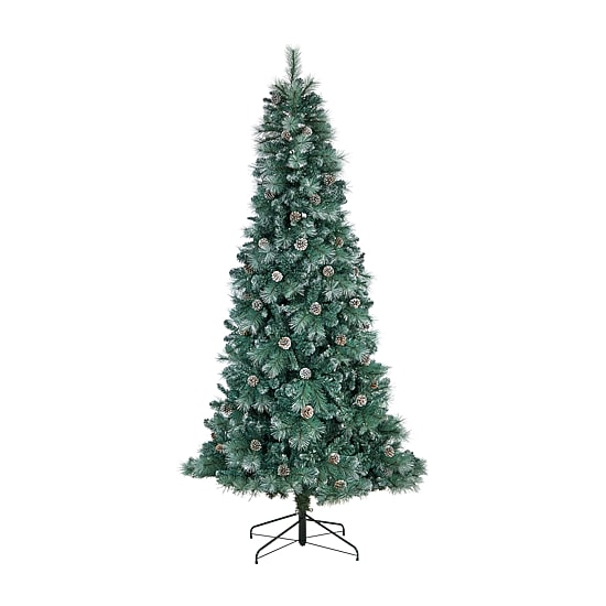 Nearly Natural Frosted 8 Foot Pre-Lit Flocked Pine Christmas Tree