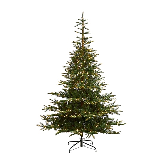 Nearly Natural Layered 8 Foot Pre-Lit Spruce Christmas Tree