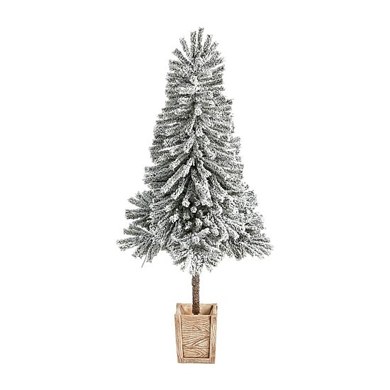 Nearly Natural 5 Foot Pre-Lit Flocked Potted Fir Christmas Tree