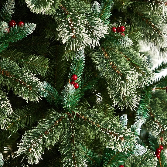 Nearly Natural 10ft Frosted Pine 10 Foot Pre-Lit Flocked Pine Christmas Tree