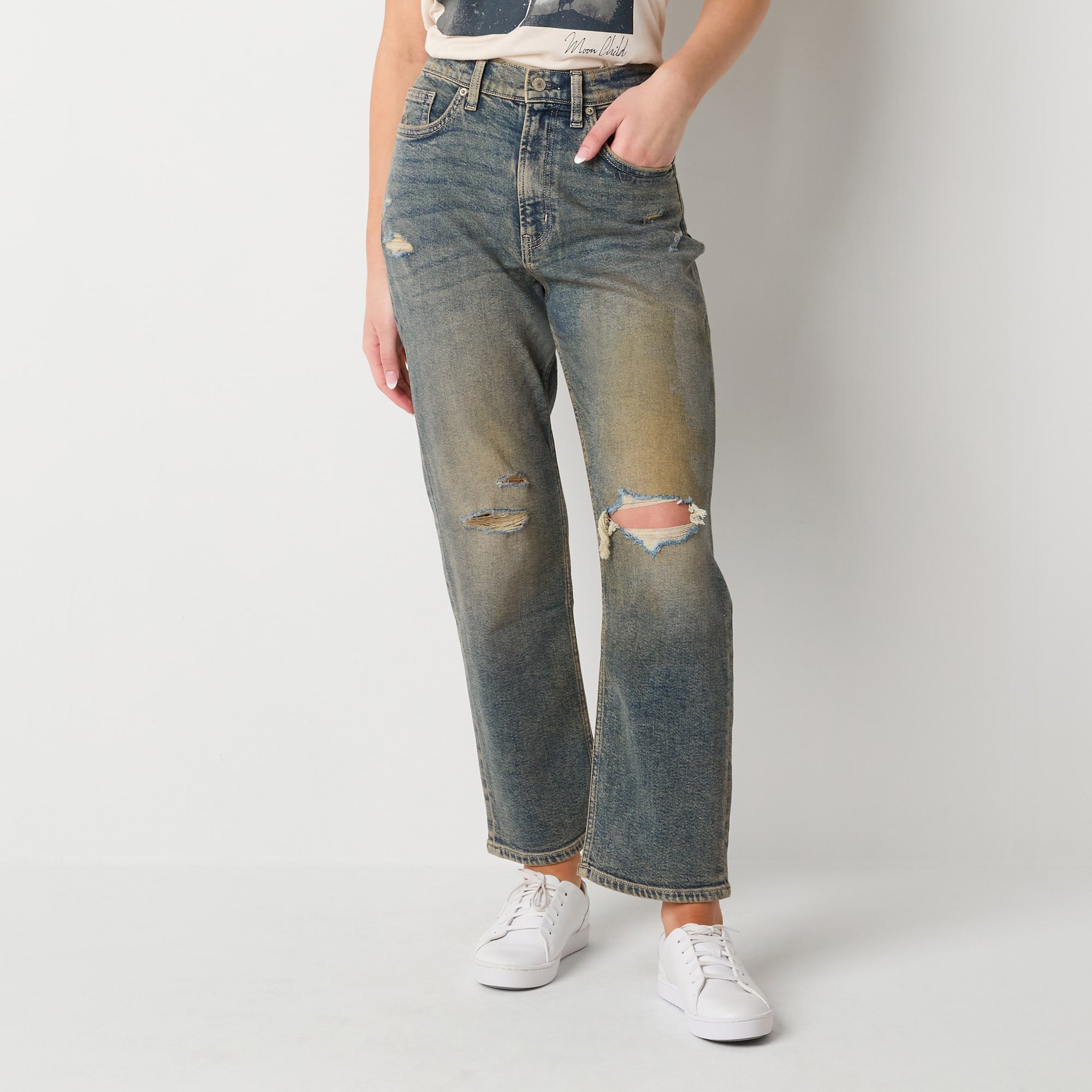 Arizona Womens Juniors Highest Rise Straight Leg Jean