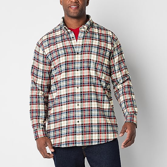 St. John's Bay Mens Long Sleeve Classic Fit Big and Tall Flannel Shirt