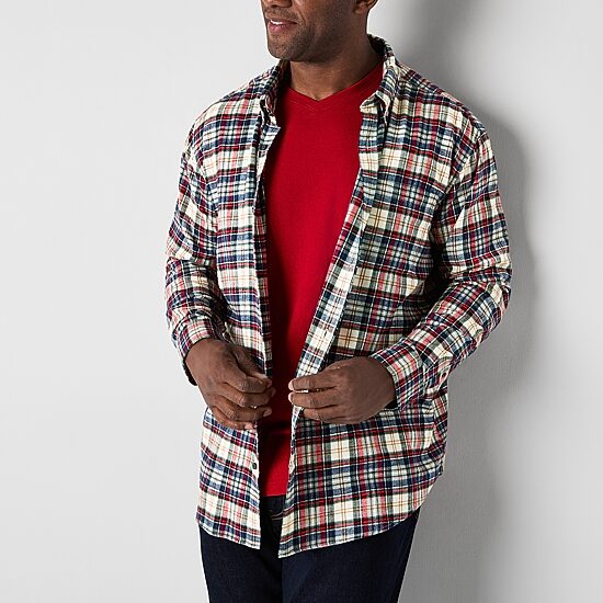 St. John's Bay Mens Long Sleeve Classic Fit Big and Tall Flannel Shirt