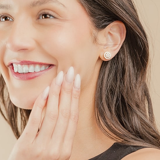 Diamond Blossom (G,Si2) 1 CT. T.W. Lab Grown White Diamond 10K Gold 11mm Round Stud Earrings