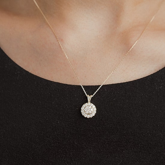 Diamond Blossom (Si2/G) Womens 1/2 CT. T.W. Lab Grown White Diamond 10K Gold Round 18 Inch Pendant Necklace