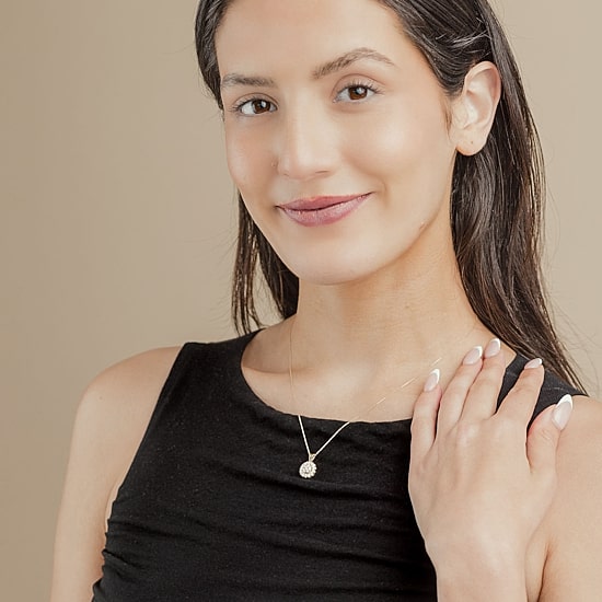 Diamond Blossom (Si2/G) Womens 1/2 CT. T.W. Lab Grown White Diamond 10K Gold Round 18 Inch Pendant Necklace