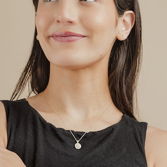 Diamond Blossom (Si2/G) Womens 1/2 CT. T.W. Lab Grown White Diamond 10K Gold Round 18 Inch Pendant Necklace