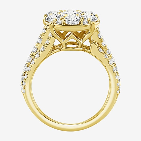Diamond Blossom (F / Si2) Womens 3 CT. T.W. Lab Grown White Diamond 10K Gold Round Cocktail Ring