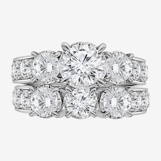 Love Lives Forever Womens 4 CT. T.W. Lab Grown White Diamond 10K Gold Side Stone 3-Stone Bridal Set