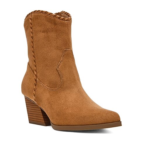 Dv8 Womens Kimi Stacked Heel Cowboy Boots In Beige
