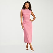 Premier Amour Womens Midi Mock Neck Sleeveless Sheath Dress