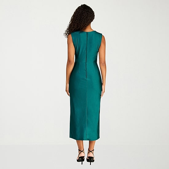 Premier Amour Womens Midi Round Neck Sleeveless Sheath Dress