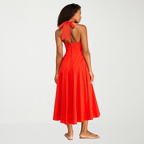 Premier Amour Womens Midi Halter Neck Sleeveless Fit + Flare Dress